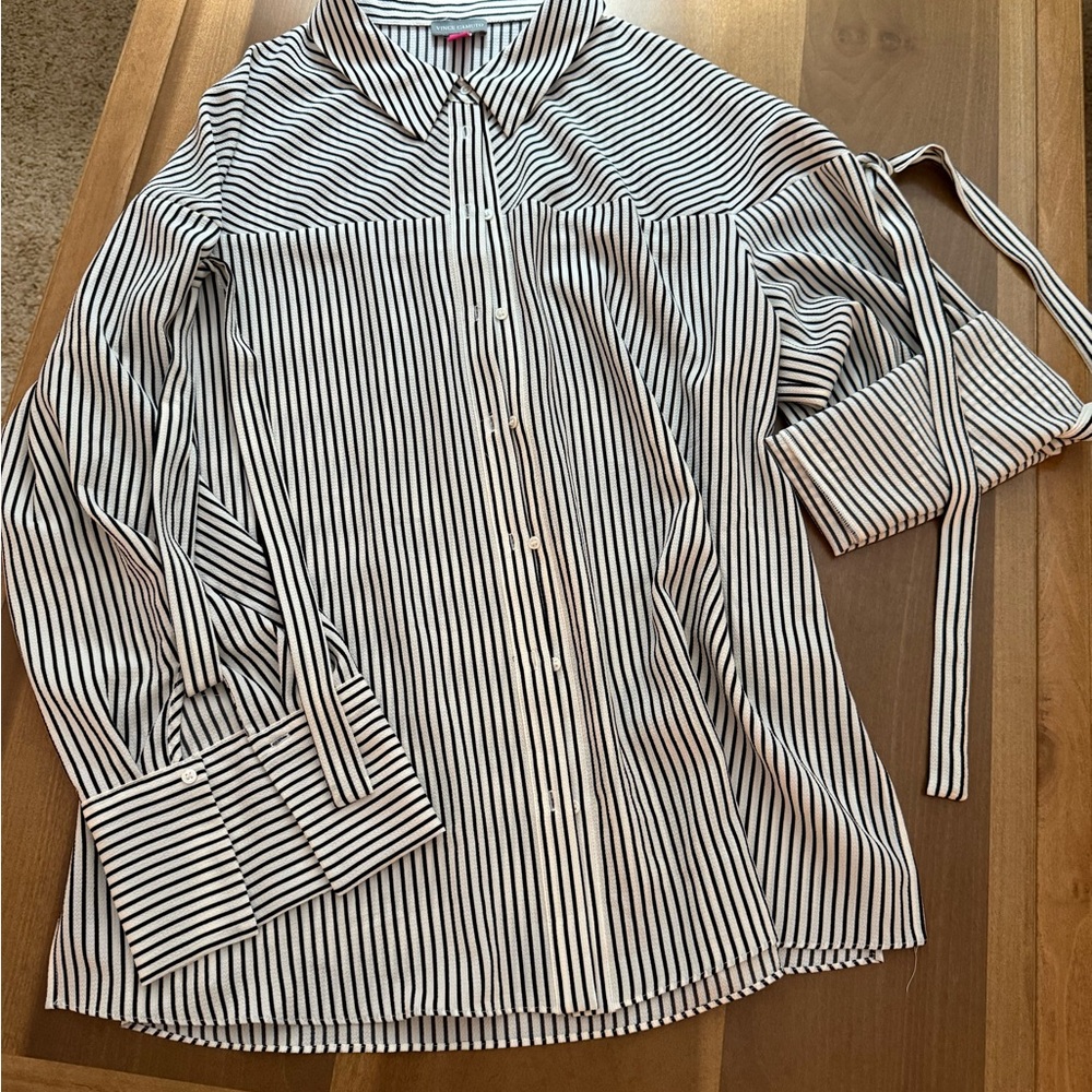 Vince Camuto Black and White Striped Blouse